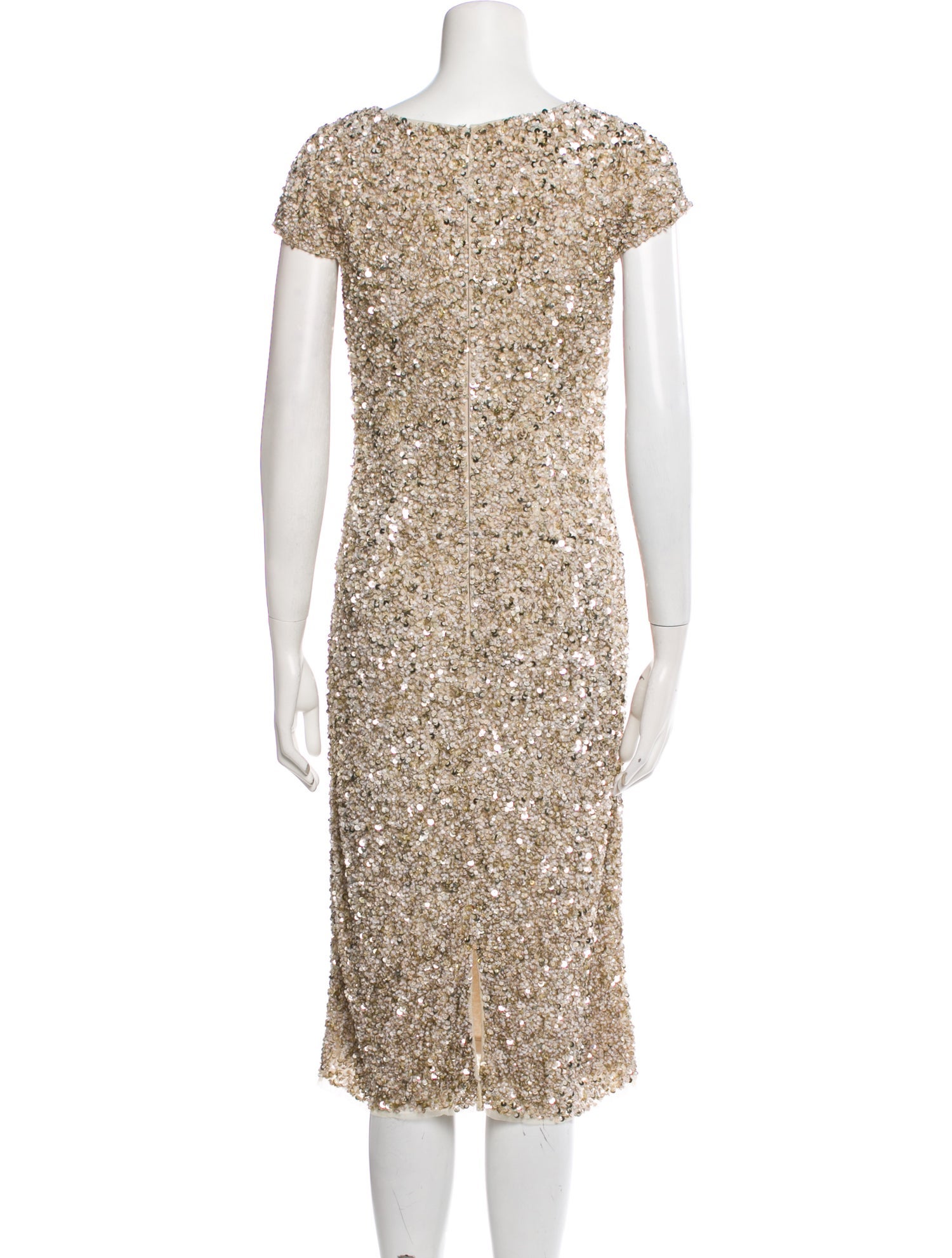 Theia Bateau Neckline Midi Length Dress